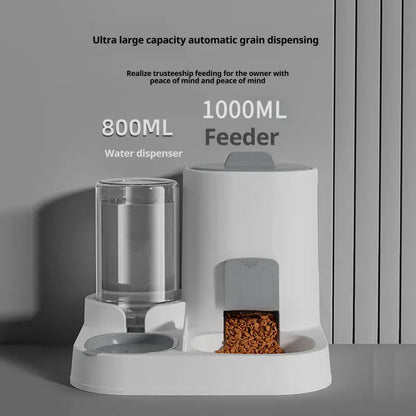 Automatic Non-Electric Pet Feeder and Water Dispenser with Anti-Tip Design for Cats and Dogs, Dual Bowls for Pets