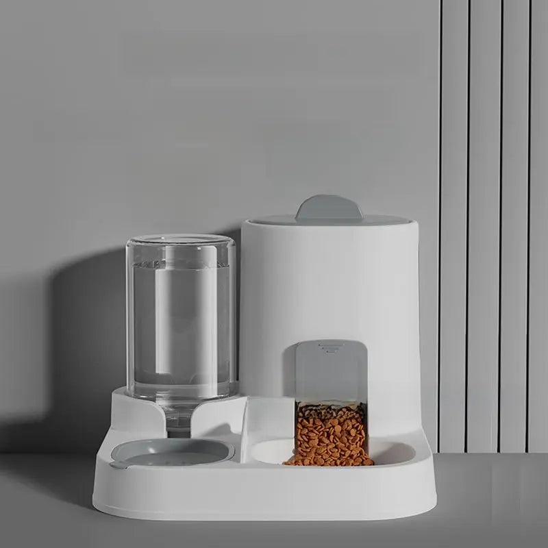 Automatic Non-Electric Pet Feeder and Water Dispenser with Anti-Tip Design for Cats and Dogs, Dual Bowls for Pets