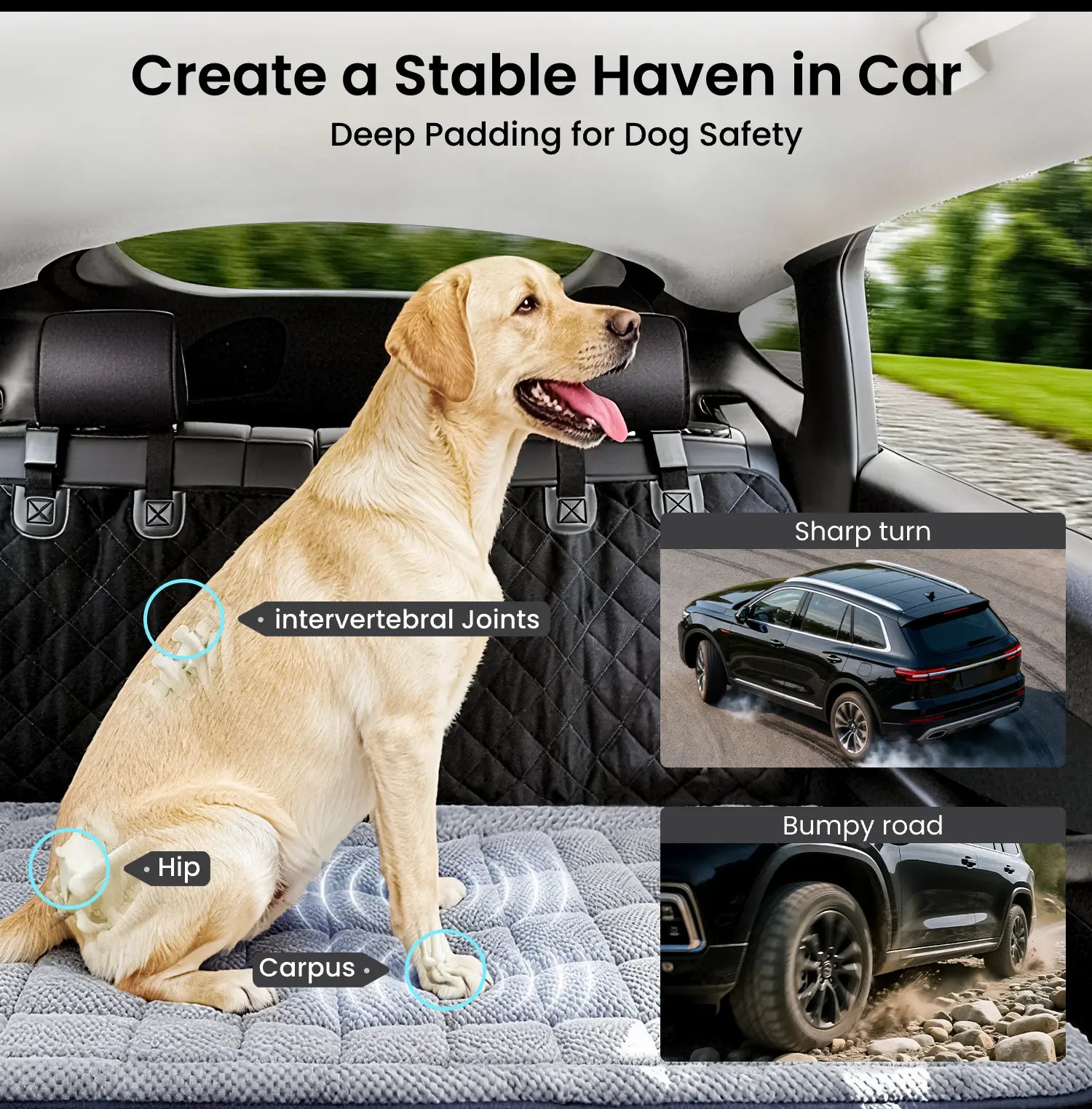 REEVAA Extra-Thick Chew-Resistant Dog Bed Mat for Car Backseat, 54x24x1.8 Inch, Ideal for Trucks and SUVs, Grey