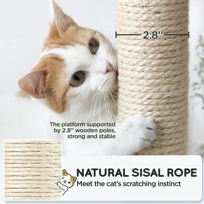 Light Gray 4-Level Plush Cat Tree with Hammock for Kittens 63"