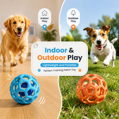 3-Pack Soft TPR Hollow Dog Toy Balls with Integrated Tennis Ball for Interactive Fetch and Dental Care, Ideal for Small to Large Dogs for Indoor and Outdoor Play