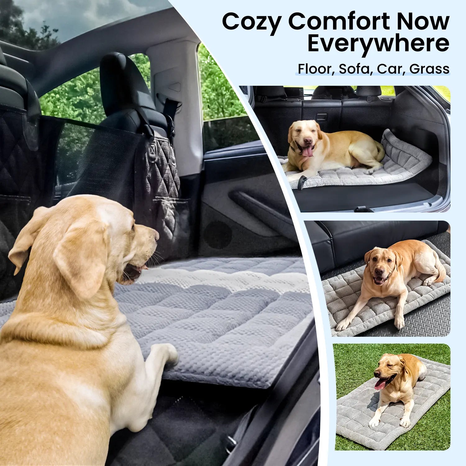 REEVAA Extra-Thick Chew-Resistant Dog Bed Mat for Car Backseat, 54x24x1.8 Inch, Ideal for Trucks and SUVs, Grey