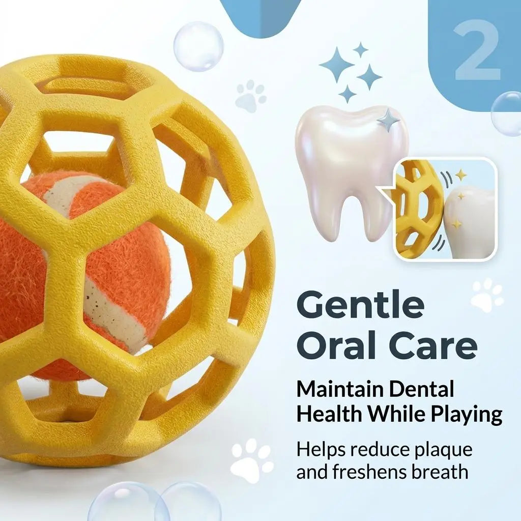 3-Pack Soft TPR Hollow Dog Toy Balls with Integrated Tennis Ball for Interactive Fetch and Dental Care, Ideal for Small to Large Dogs for Indoor and Outdoor Play