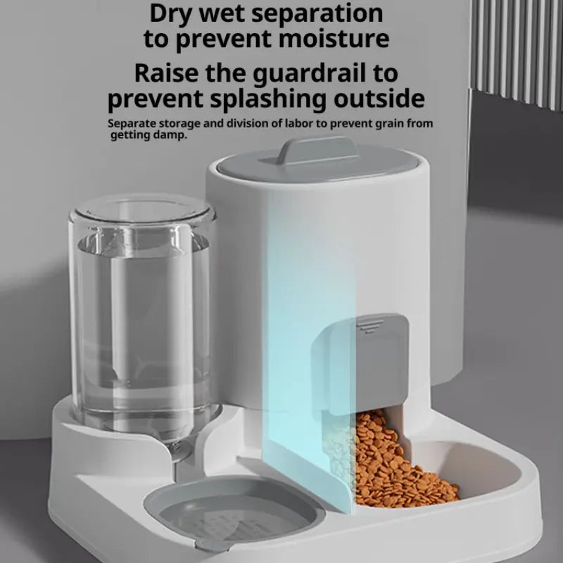 Automatic Non-Electric Pet Feeder and Water Dispenser with Anti-Tip Design for Cats and Dogs, Dual Bowls for Pets