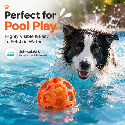 3-Pack Soft TPR Hollow Dog Toy Balls with Integrated Tennis Ball for Interactive Fetch and Dental Care, Ideal for Small to Large Dogs for Indoor and Outdoor Play