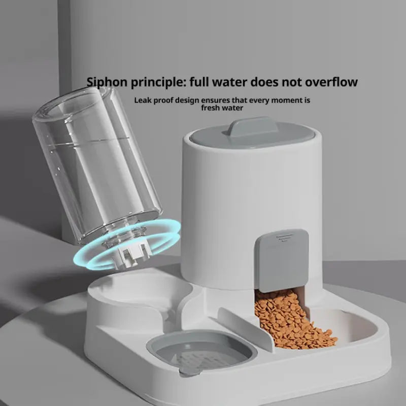 Automatic Non-Electric Pet Feeder and Water Dispenser with Anti-Tip Design for Cats and Dogs, Dual Bowls for Pets