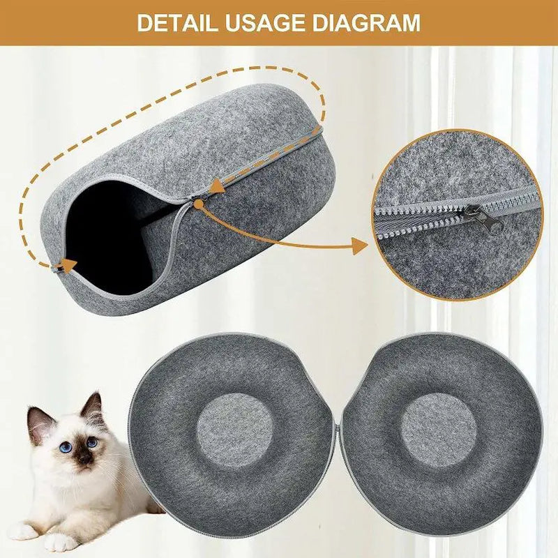 Large Cat Cave for Indoor Cats, Cat Donut Cat Tunnel Bed, Scratch Resistant Cat