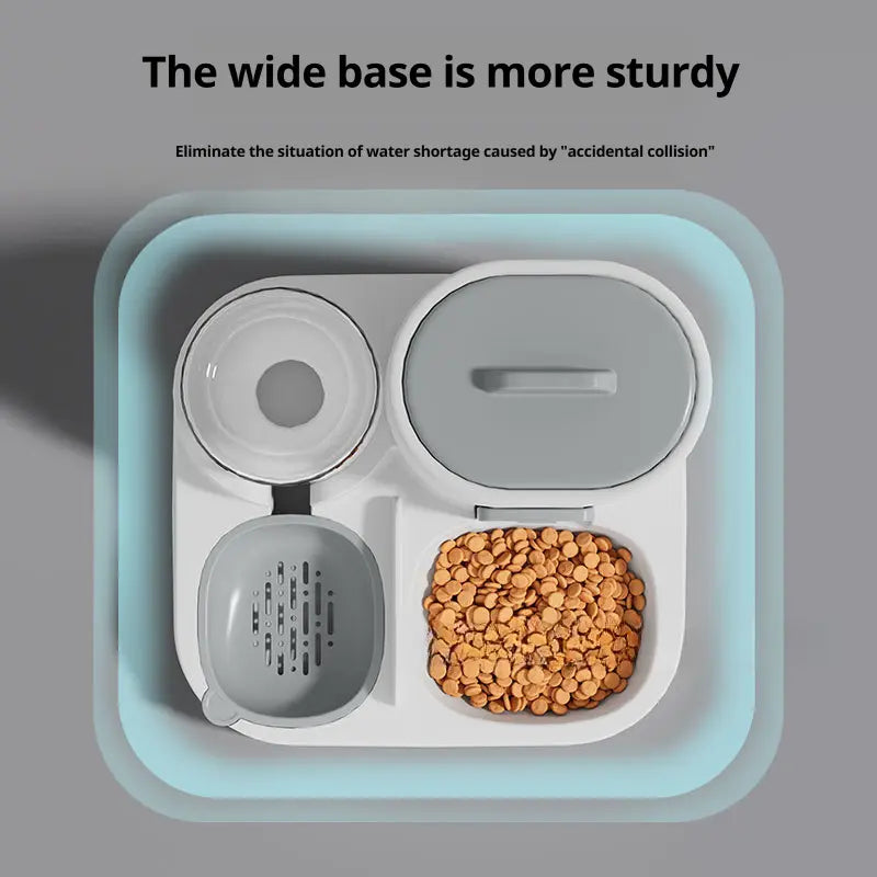 Automatic Non-Electric Pet Feeder and Water Dispenser with Anti-Tip Design for Cats and Dogs, Dual Bowls for Pets