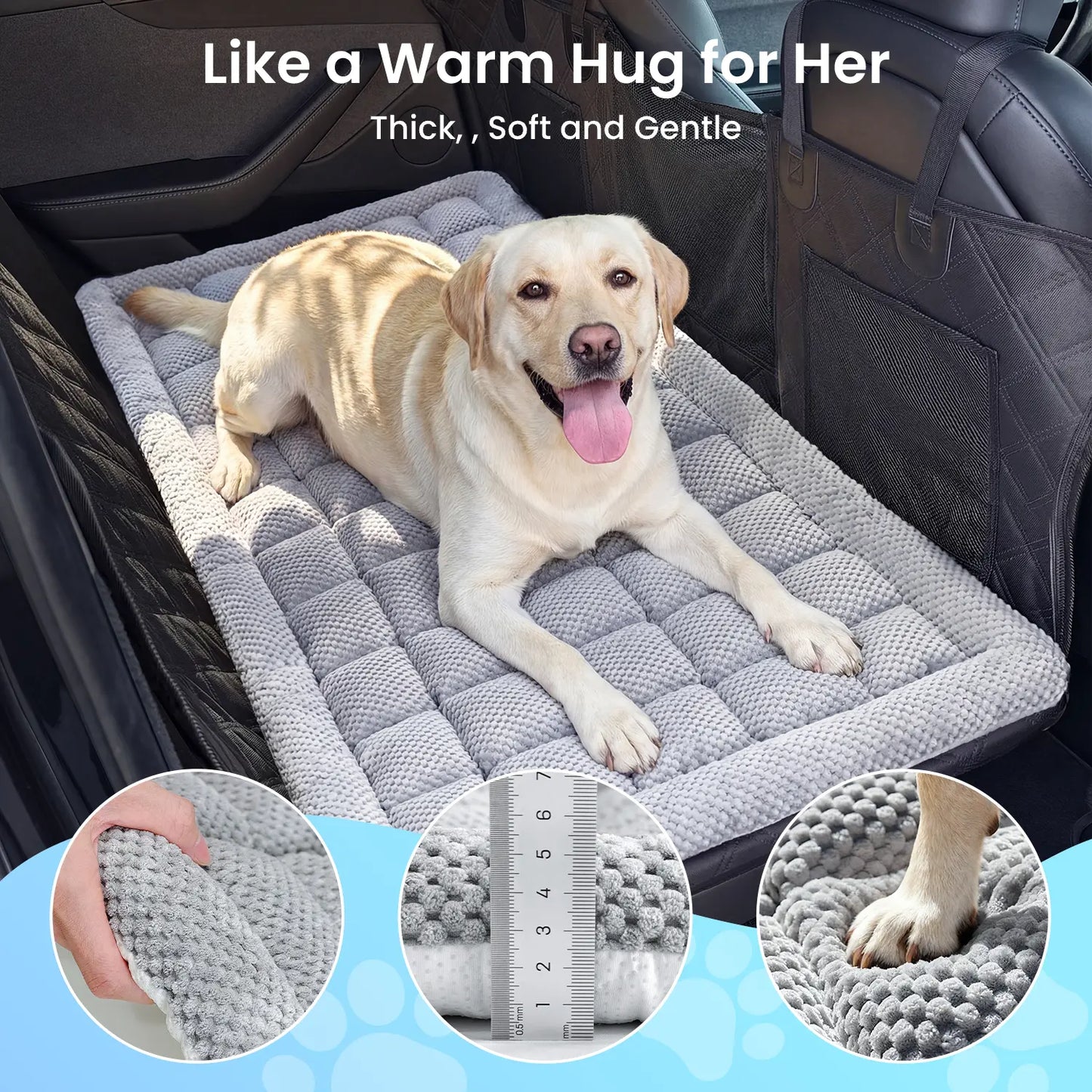 REEVAA Extra-Thick Chew-Resistant Dog Bed Mat for Car Backseat, 54x24x1.8 Inch, Ideal for Trucks and SUVs, Grey