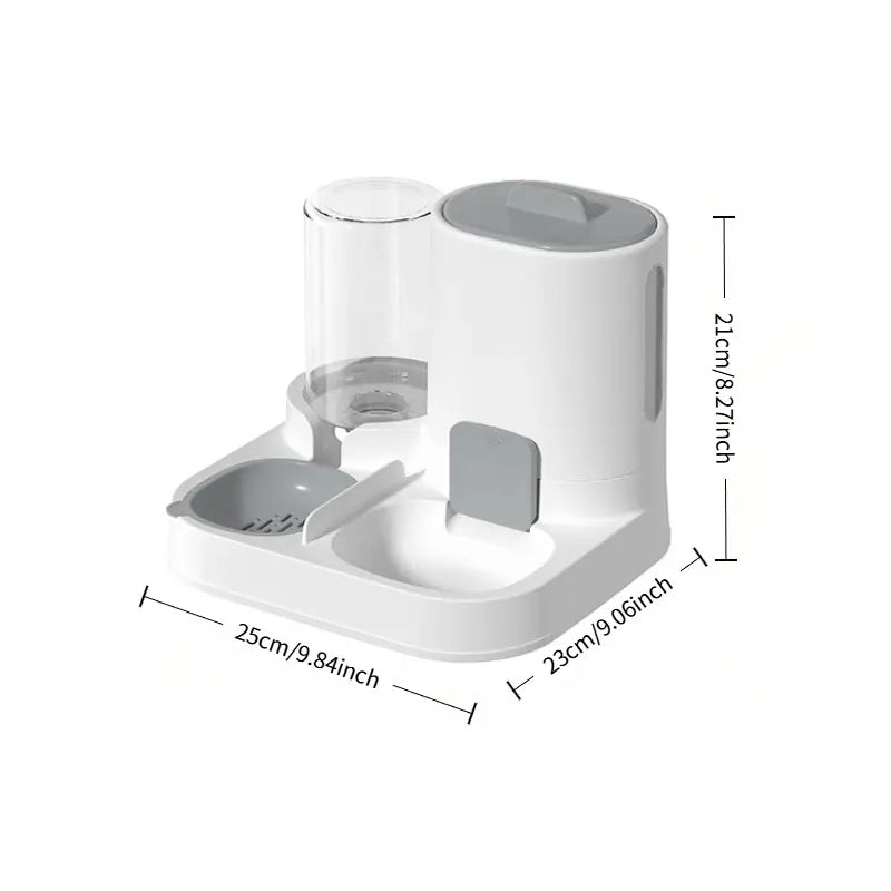 Automatic Non-Electric Pet Feeder and Water Dispenser with Anti-Tip Design for Cats and Dogs, Dual Bowls for Pets