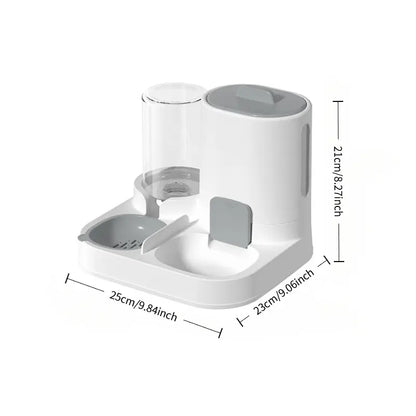 Automatic Non-Electric Pet Feeder and Water Dispenser with Anti-Tip Design for Cats and Dogs, Dual Bowls for Pets