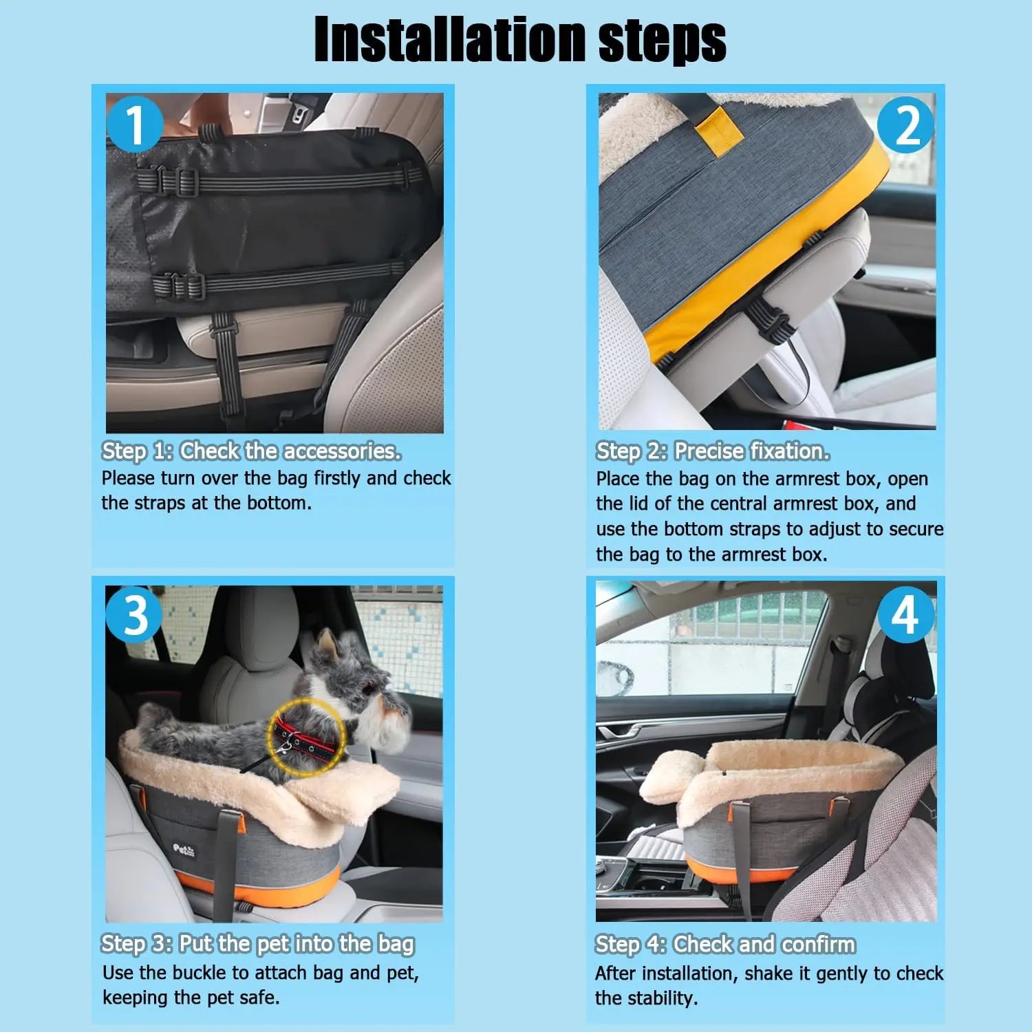 Pet Car Car Bag Safety Seat Central Control Pet Nest Bag Armrest Box Cat and Dog Bag